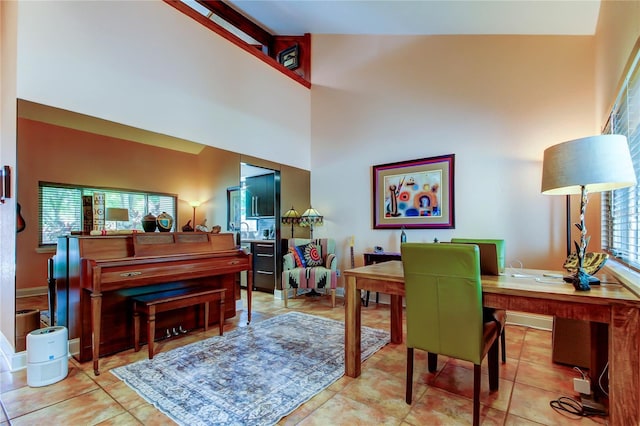 3406 Hollyhock Way, Tampa, FL 33618 - tiled office space with baseboards and a high ceiling