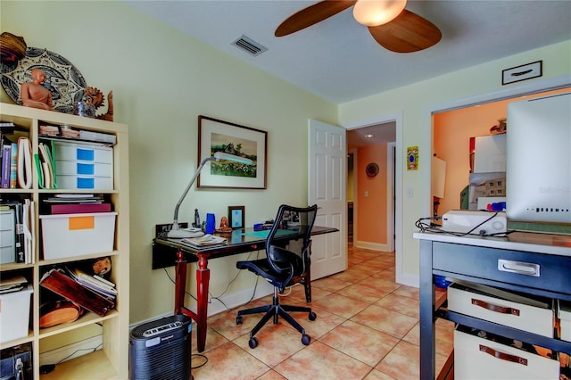 3406 Hollyhock Way, Tampa, FL 33618 - office space featuring a ceiling fan and tile patterned floors