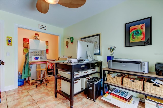 3406 Hollyhock Way, Tampa, FL 33618 - tiled office space featuring ceiling fan