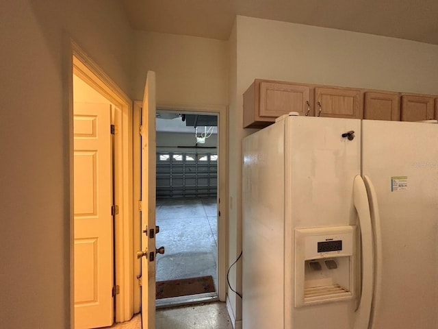 2846 N Kittery Pt, Hernando, FL 34442 - kitchen featuring white refrigerator with ice dispenser and light brown cabinetry