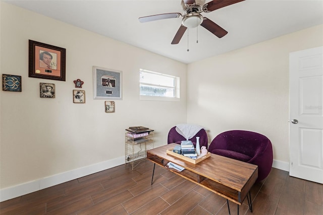 4600 Chancellor St NE, Saint Petersburg, FL 33703 - home office with wood finished floors, baseboards, and a ceiling fan