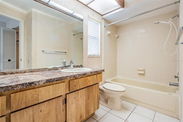 3230 Player Dr, New Port Richey, FL 34655 - bathroom featuring tile patterned flooring, toilet, shower / bathtub combination, and vanity