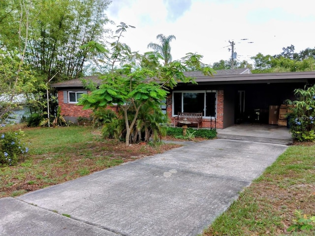 307 Druid Hills Rd, Temple Terrace, FL 33617 - single story home featuring brick siding, concrete driveway, and an attached carport