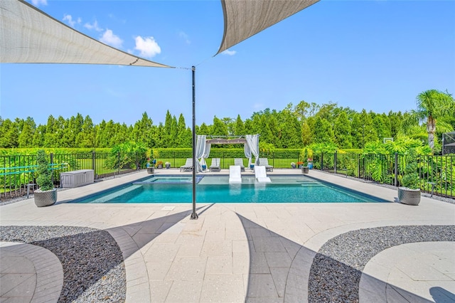 19620 Eagle Crest Dr, Lutz, FL 33549 - view of swimming pool featuring a fenced backyard, a patio area, and a pool with connected hot tub