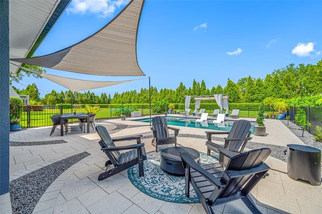 19620 Eagle Crest Dr, Lutz, FL 33549 - view of patio featuring an outdoor fire pit and a fenced backyard