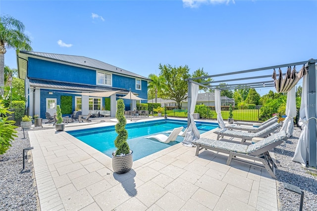 19620 Eagle Crest Dr, Lutz, FL 33549 - view of swimming pool with a patio area, a pergola, and fence