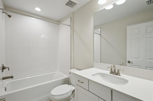 13137 Wellspring Dr, Lithia, FL 33547 - bathroom featuring vanity, shower / washtub combination, and recessed lighting