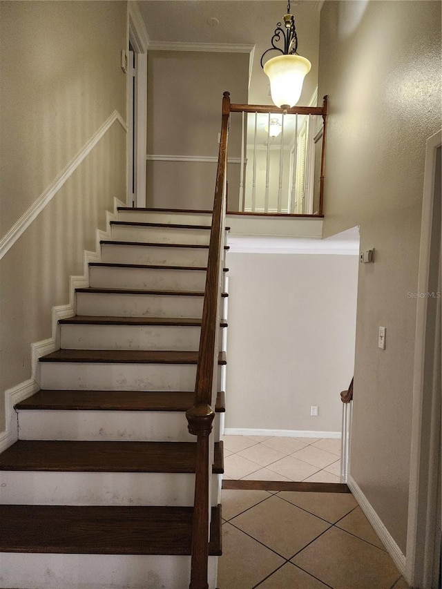 6906 Shady Pl, Tampa, FL 33634 - stairs featuring tile patterned floors and baseboards