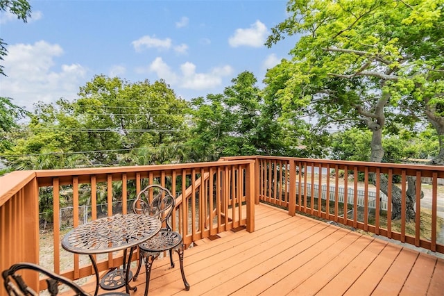 1225 15th St, Palm Harbor, FL 34683 - deck featuring view of wooded area