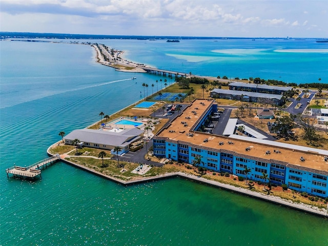 aerial view of a nearby body of water