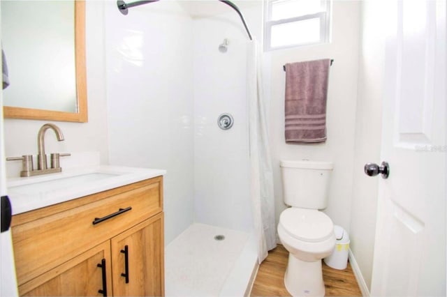 1933 Oxnard Ct, Tampa, FL 33612 - full bathroom featuring a shower with curtain, toilet, vanity, and wood finished floors
