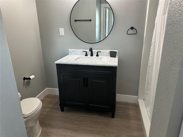 11729 John Robbins Rd, Riverview, FL 33578 - full bathroom featuring wood finished floors, vanity, toilet, and baseboards