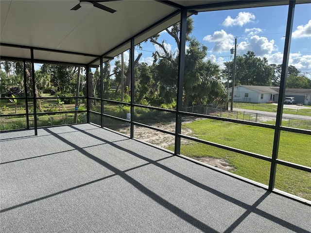 11729 John Robbins Rd, Riverview, FL 33578 - unfurnished sunroom with a ceiling fan and plenty of natural light