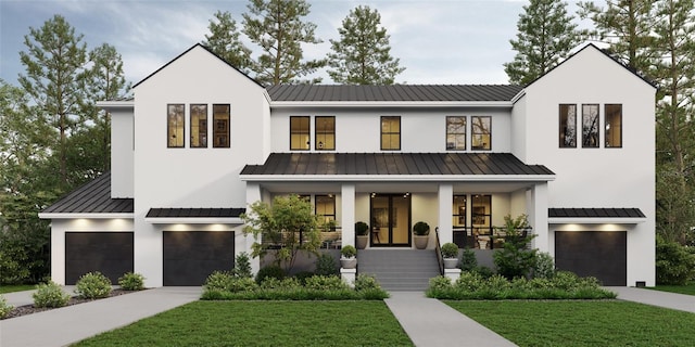 146 Bosphorous Ave, Tampa, FL 33606 - modern inspired farmhouse featuring an attached garage, a standing seam roof, metal roof, and concrete driveway