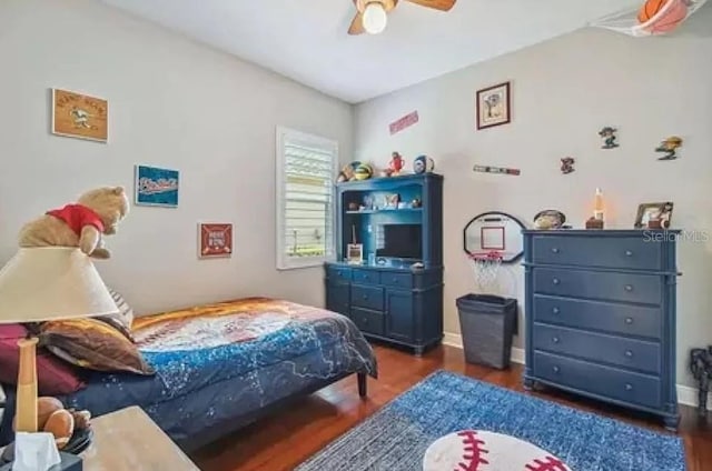 21513 Belvedere Ln, Estero, FL 33928 - bedroom featuring wood finished floors and a ceiling fan