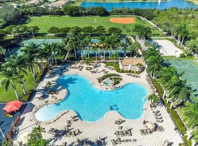 21513 Belvedere Ln, Estero, FL 33928 - view of swimming pool with a water view
