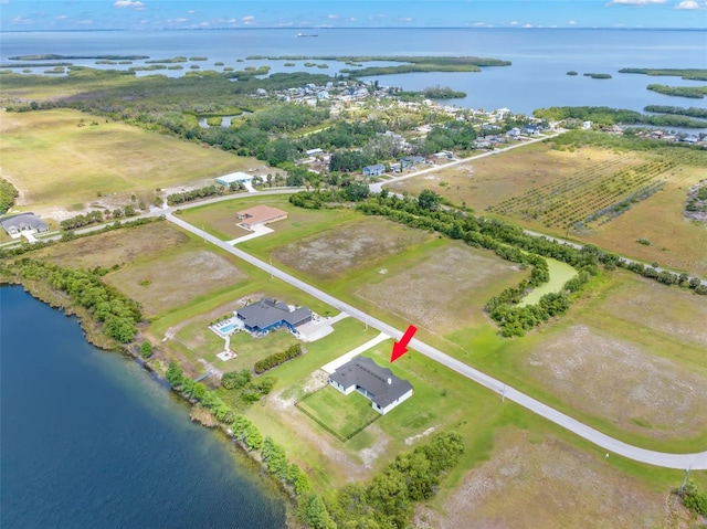 aerial view of a nearby body of water