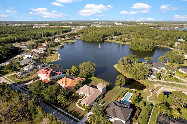 15104 Azra Dr, Odessa, FL 33556 - aerial view of property and surrounding area featuring a forest, a nearby body of water, and nearby suburban area