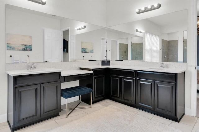 3850 Bonfire Dr, Odessa, FL 33556 - full bathroom featuring a tile shower and double vanity