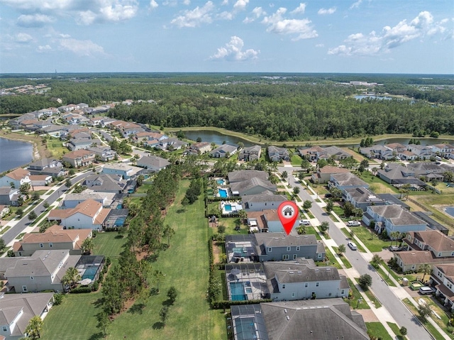 3850 Bonfire Dr, Odessa, FL 33556 - aerial overview of property's location featuring nearby suburban area and a nearby body of water