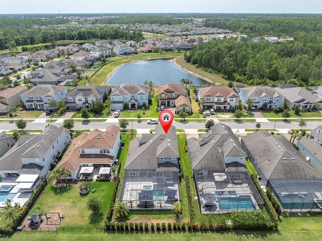 3850 Bonfire Dr, Odessa, FL 33556 - aerial perspective of suburban area with a large body of water