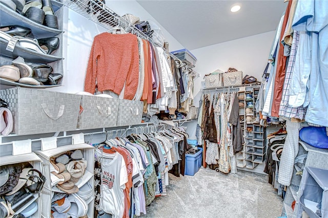 spacious closet with carpet