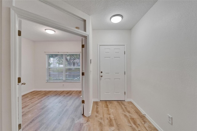 15855 Fishhawk View Dr, Lithia, FL 33547 - foyer entrance with light wood-style flooring, a textured ceiling, and baseboards