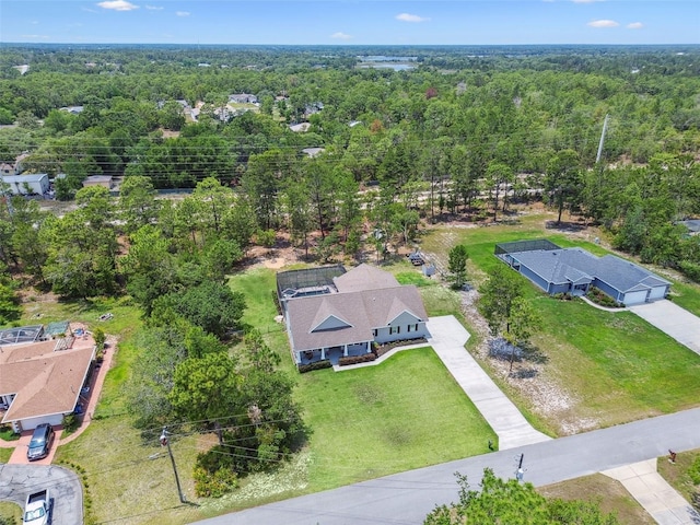 bird's eye view of a heavily wooded area