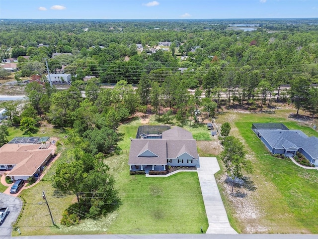 aerial view of a heavily wooded area