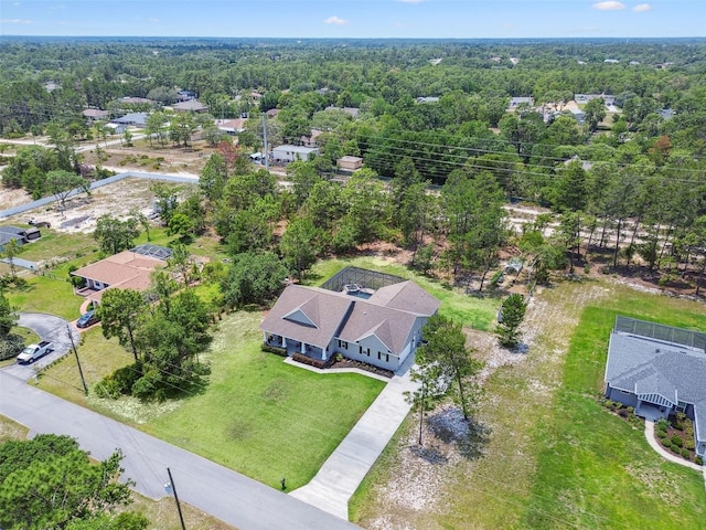 aerial view of a heavily wooded area