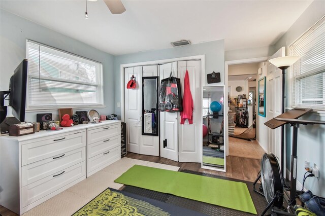 361 Colonial Ct, Dunedin, FL 34698 - interior space featuring light wood-type flooring and ceiling fan