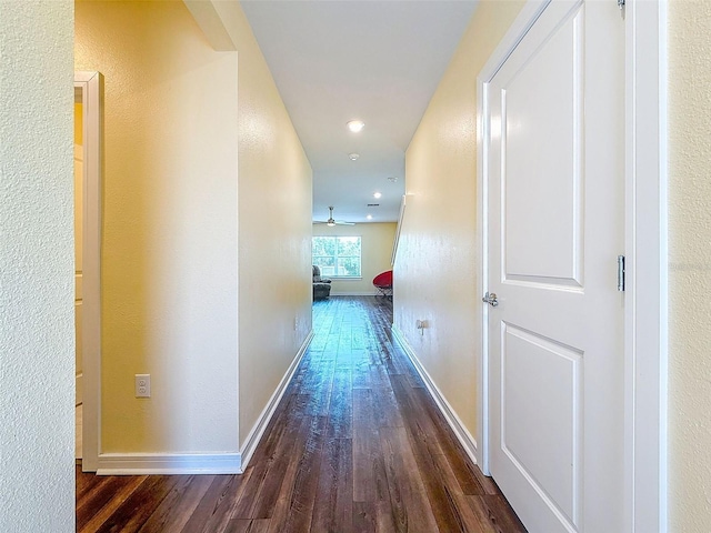 9324 Rally Spring Loop, Wesley Chapel, FL 33545 - hallway with wood finished floors, baseboards, and recessed lighting