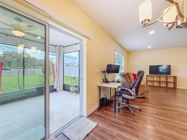 9324 Rally Spring Loop, Wesley Chapel, FL 33545 - office featuring wood finished floors, baseboards, and recessed lighting