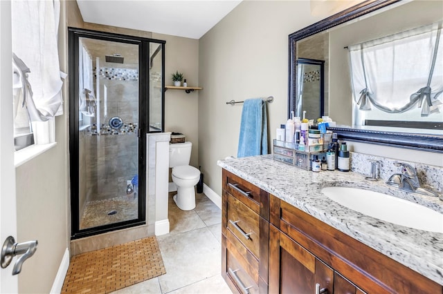4821 S Gachet Blvd, Lakeland, FL 33813 - full bathroom with vanity, a shower stall, baseboards, and toilet