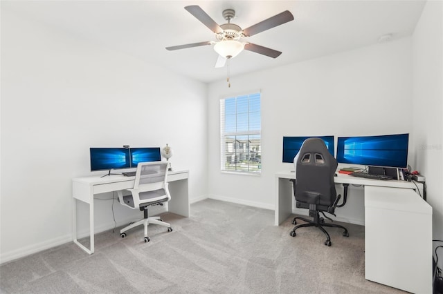 6398 Bar S Bar Trl, Zephyrhills, FL 33541 - carpeted office space featuring ceiling fan and baseboards