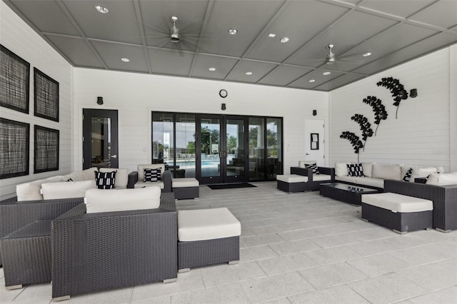 6398 Bar S Bar Trl, Zephyrhills, FL 33541 - community lobby with recessed lighting, a high ceiling, and coffered ceiling