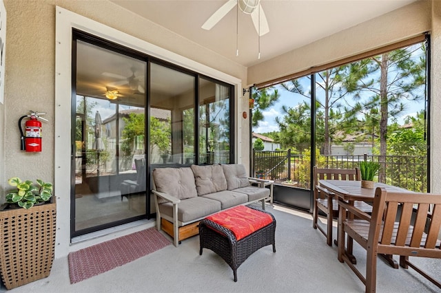 3877 Burdick Loop, Odessa, FL 33556 - sunroom / solarium with a ceiling fan and an outdoor living space