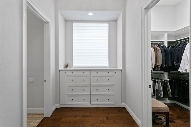 17124 Crawley Rd, Odessa, FL 33556 - walk in closet featuring dark wood finished floors