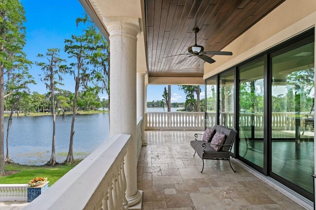 17124 Crawley Rd, Odessa, FL 33556 - balcony featuring a water view and a ceiling fan