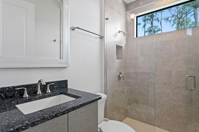 17124 Crawley Rd, Odessa, FL 33556 - full bath featuring toilet, a shower stall, and vanity
