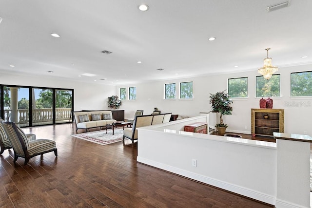 17124 Crawley Rd, Odessa, FL 33556 - living area with recessed lighting, dark wood-type flooring, and baseboards