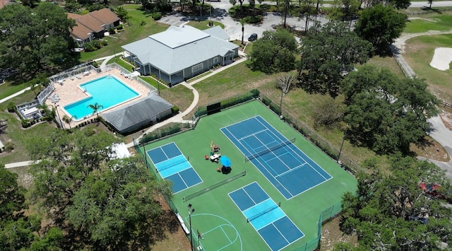 bird's eye view of a pool