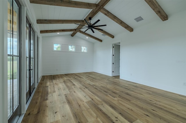 3515 Powerline Rd, Lithia, FL 33547 - empty room with light wood-style floors, baseboards, french doors, and ceiling fan