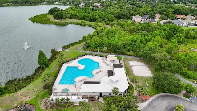 6801 Bishops Pointe Way, Riverview, FL 33578 - drone / aerial view of a pool and a nearby body of water