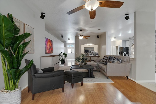 6801 Bishops Pointe Way, Riverview, FL 33578 - living area with ceiling fan and light wood-type flooring
