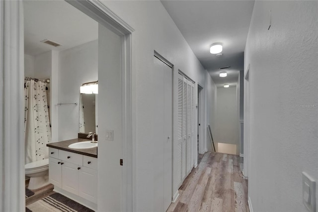2220 Chianti Pl Unit 8-0828, Palm Harbor, FL 34683 - hall featuring a sink and light wood-style flooring