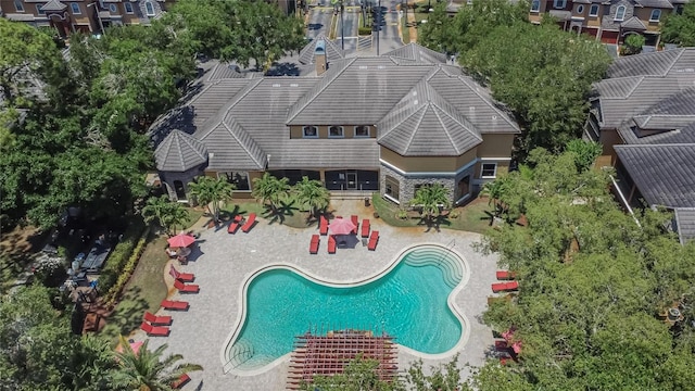 2220 Chianti Pl Unit 8-0828, Palm Harbor, FL 34683 - aerial view of property and surrounding area with a pool