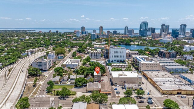 330 Lang Ct N Unit 1, Saint Petersburg, FL 33701 - bird's eye view of a skyline view, a main thoroughfare, and a nearby body of water