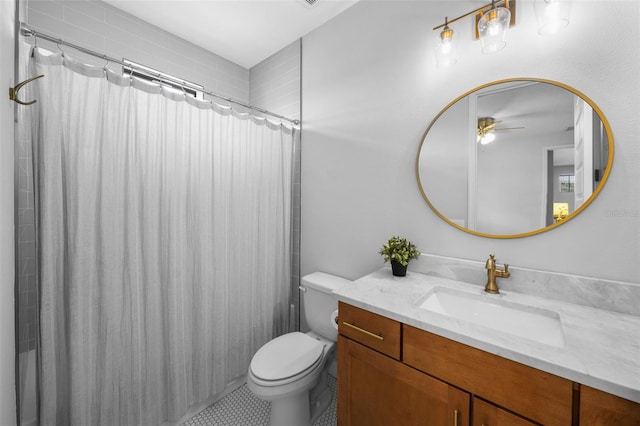 12705 Green Heron Way, Odessa, FL 33556 - full bathroom featuring vanity, toilet, a ceiling fan, and a shower with shower curtain