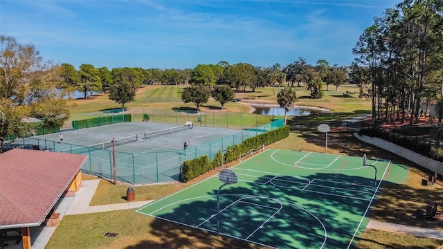 12705 Green Heron Way, Odessa, FL 33556 - view of sport court with a tennis court, community basketball court, and a water view